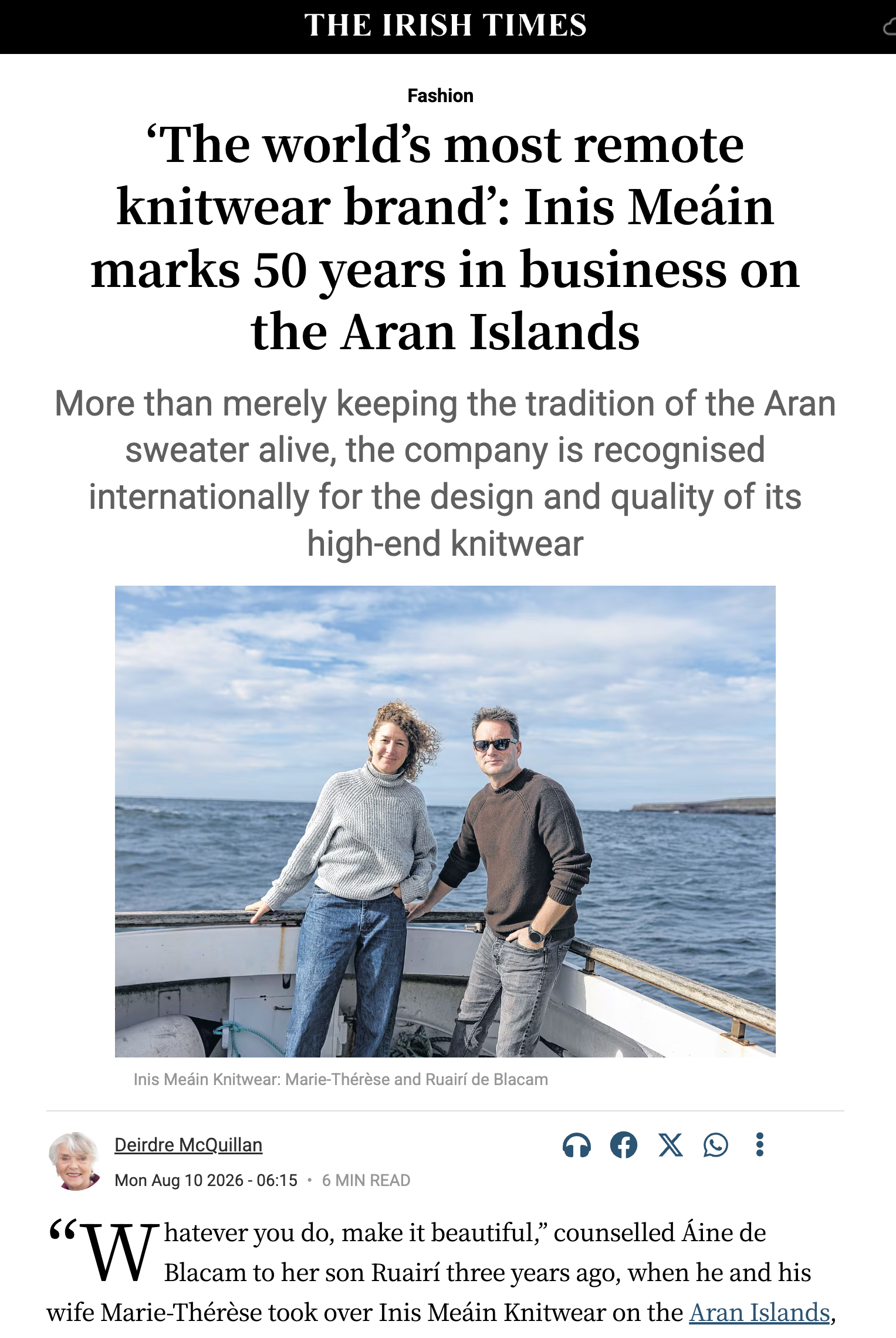 The Irish Times' Inis Meáin Profile