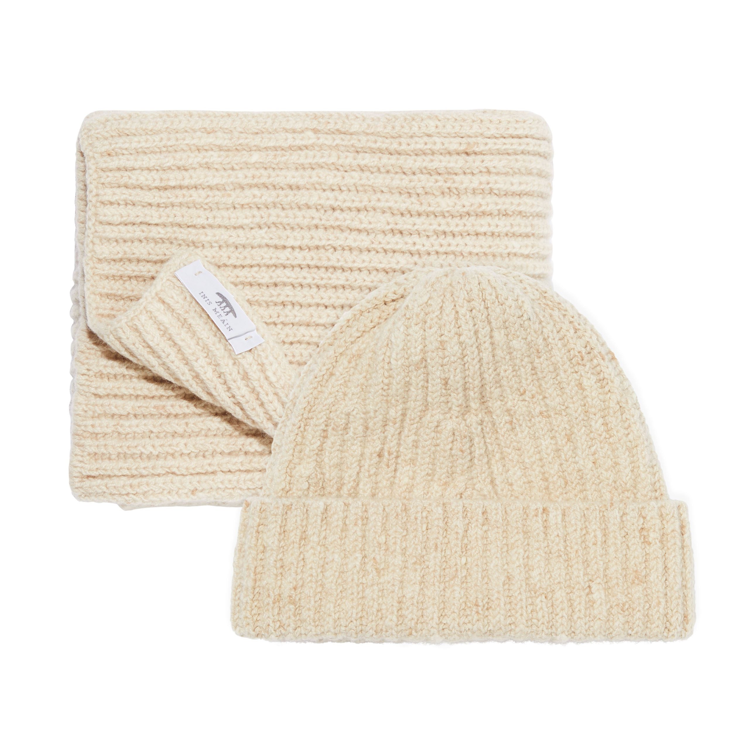 Cashmere Rib Hat & Scarf Set