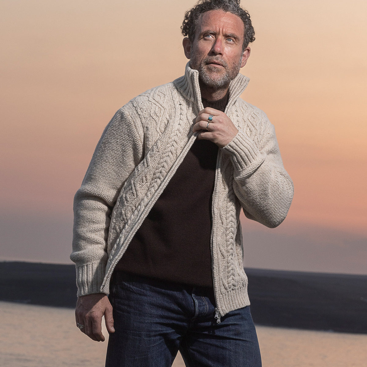 Cashmere Aran Zip Jacket