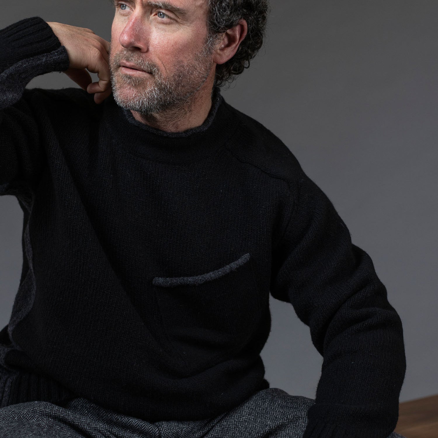 Cashmere Pocket Contrast Sweater