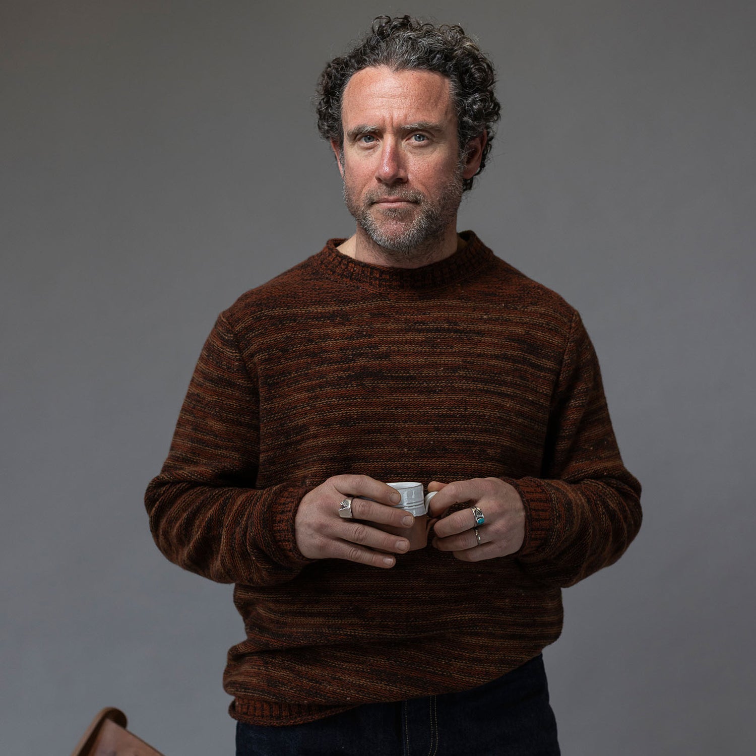 Cashmere Varied Stripe Mock Neck