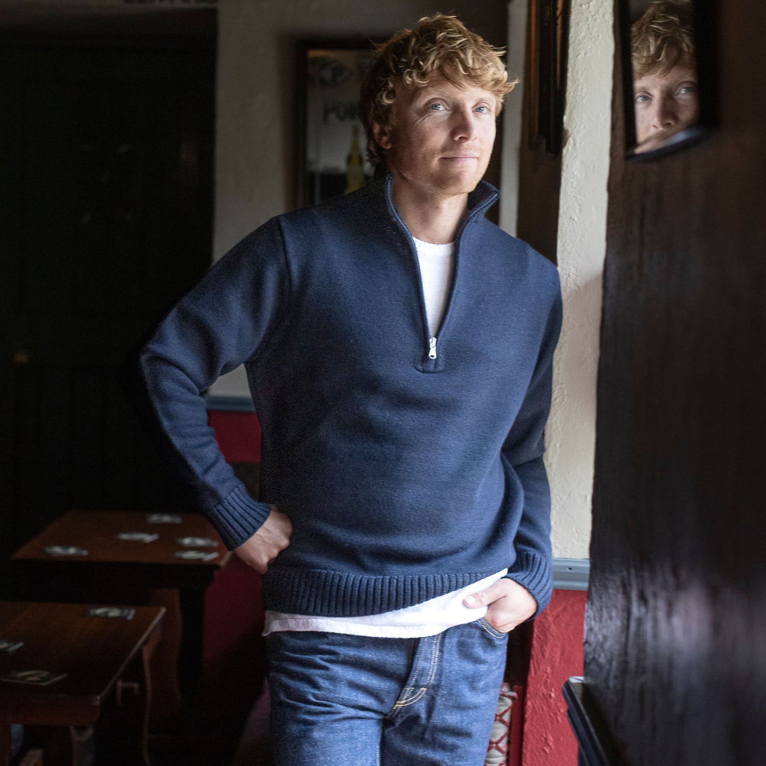 Textured Half Zip Sweater