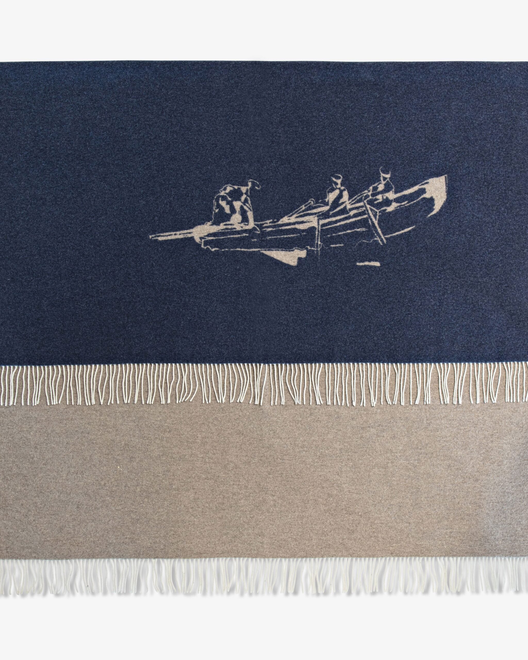 Inis Meáin Keating Blanket in Brown/Navy