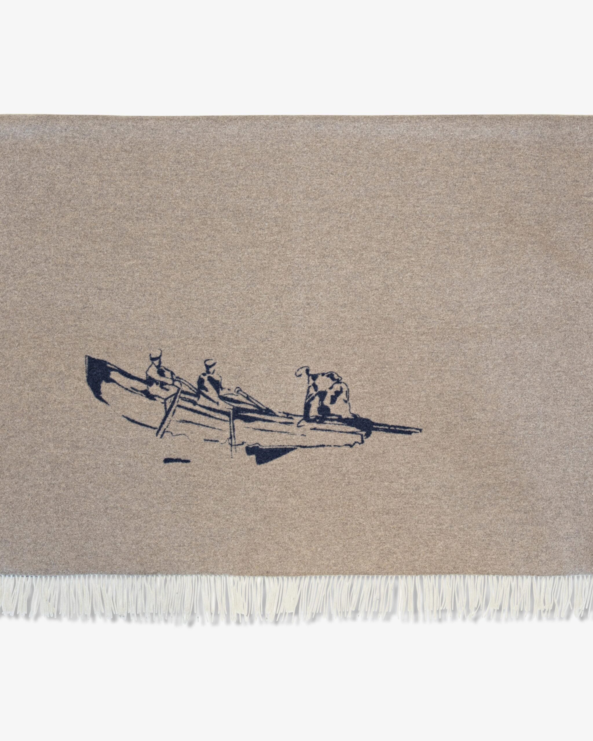 Inis Meáin Keating Blanket in Brown/Navy