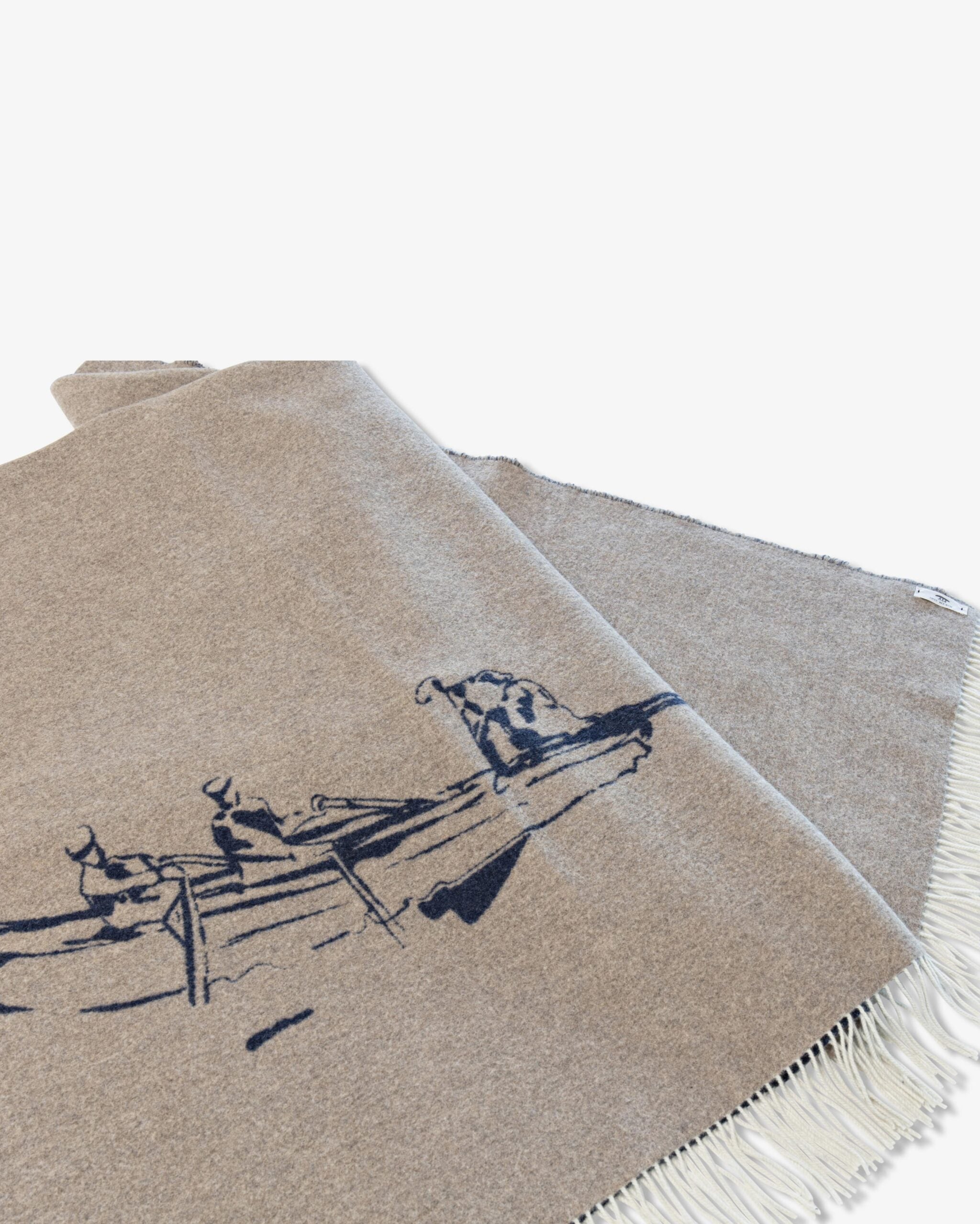 Inis Meáin Keating Blanket in Brown/Navy