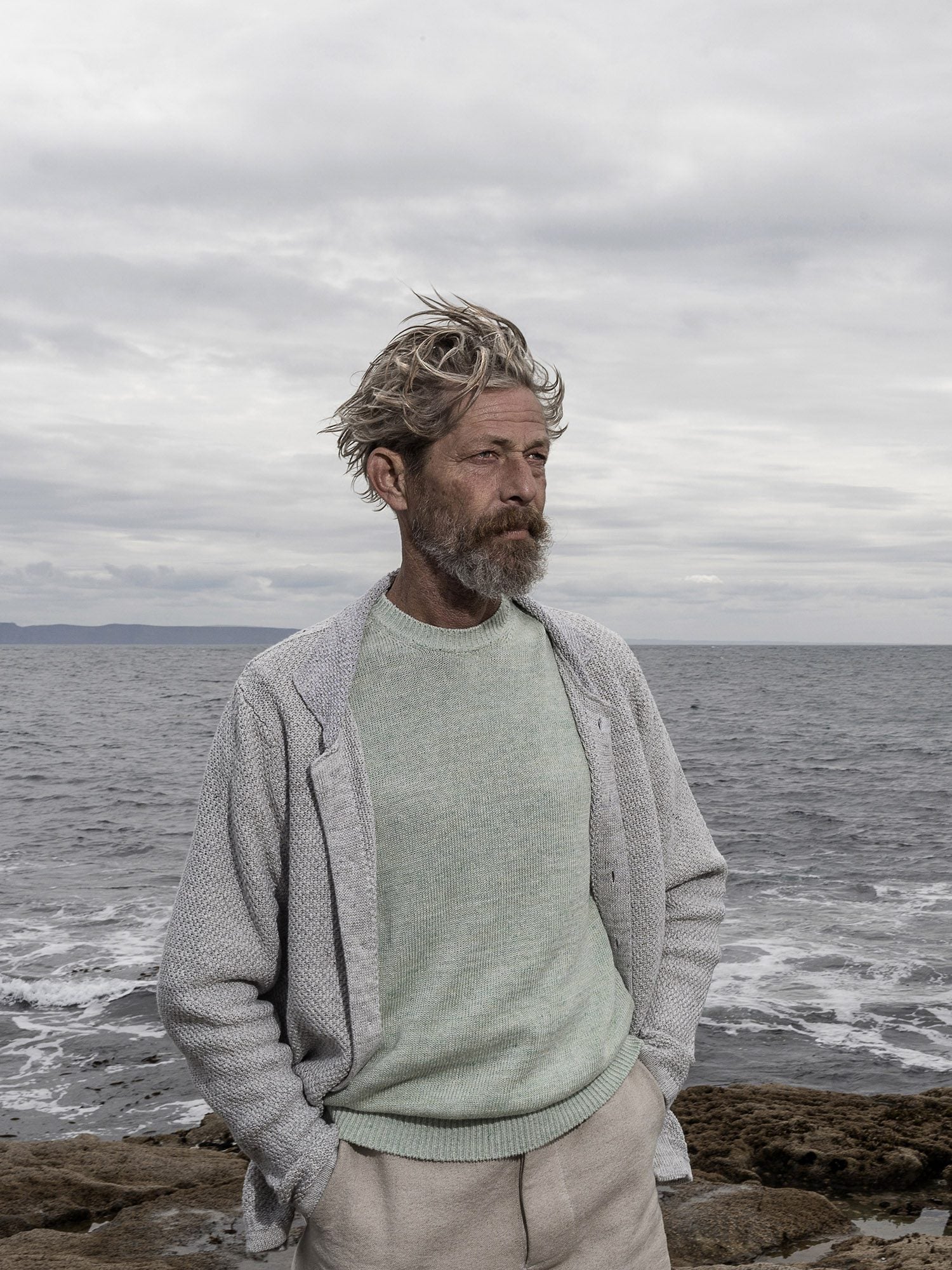 S2331 Moss Stitch Jacket in Grey Marl