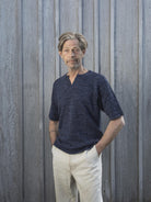 S2321 Inis Meáin Henley Polo Navy Marl