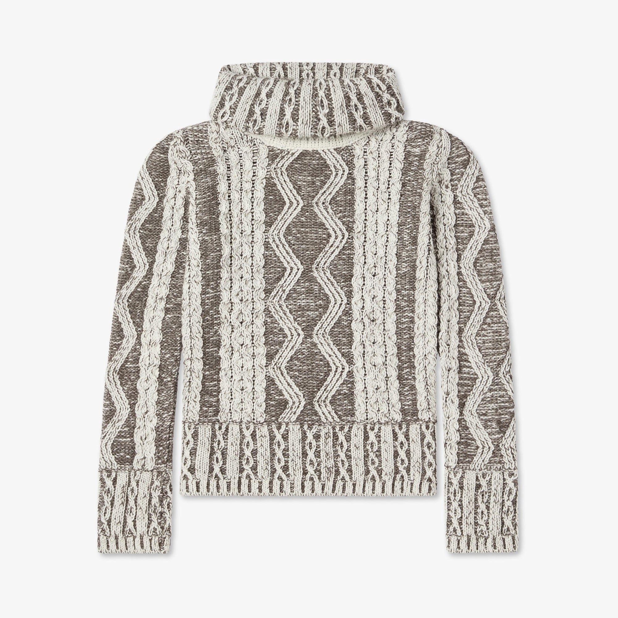 Women's Plated Aran Turtle Neck