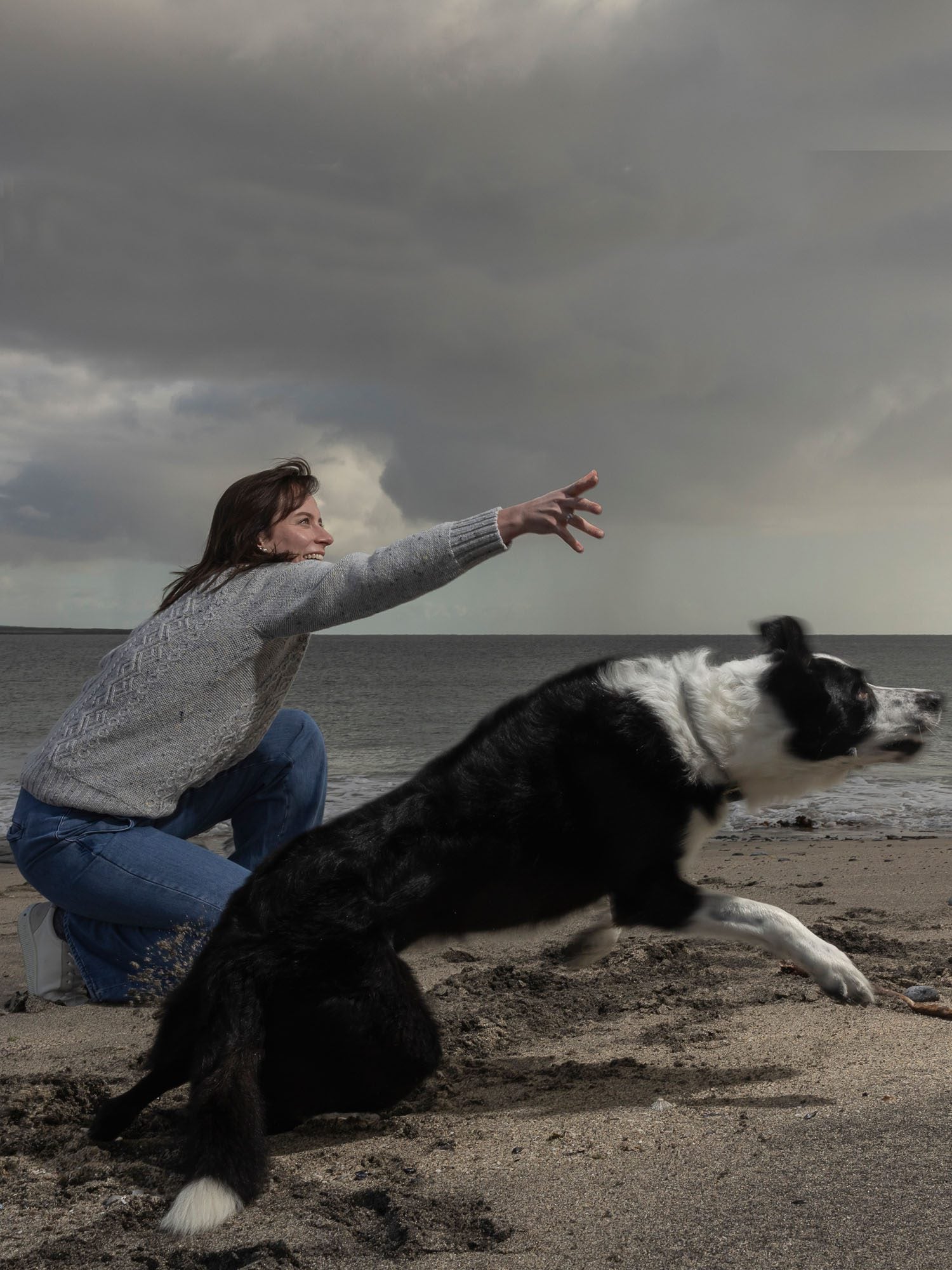 ★COVERNAT★ Border Collie Trio T-Shirt Oatmeal natural_6fec1914-6e52-406f-