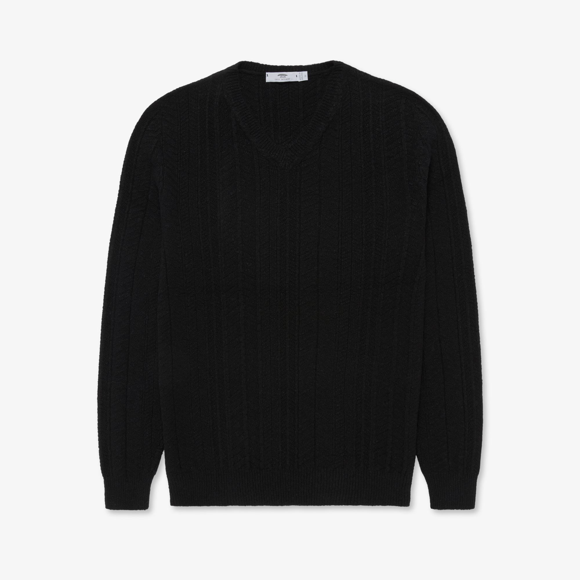 Cashmere Light Herringbone V Neck