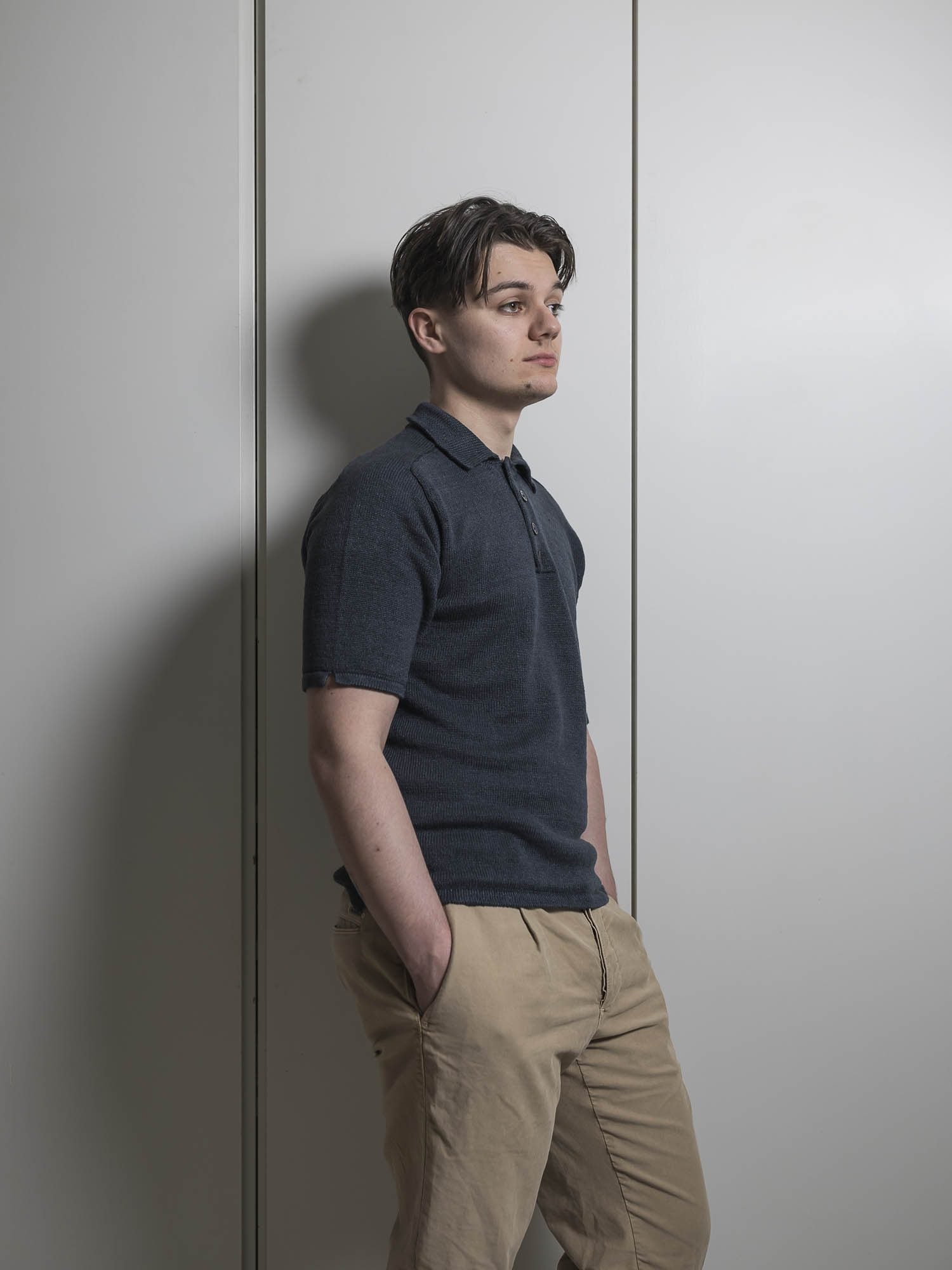 S1803 Inis Meáin Buttoned Polo Charcoal