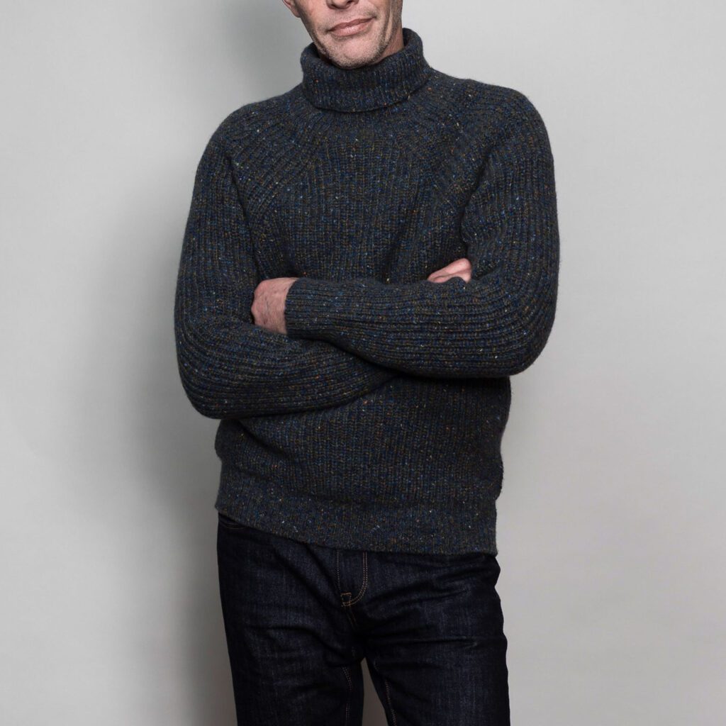 cashmere boat builder knitted aran jumper for men inis