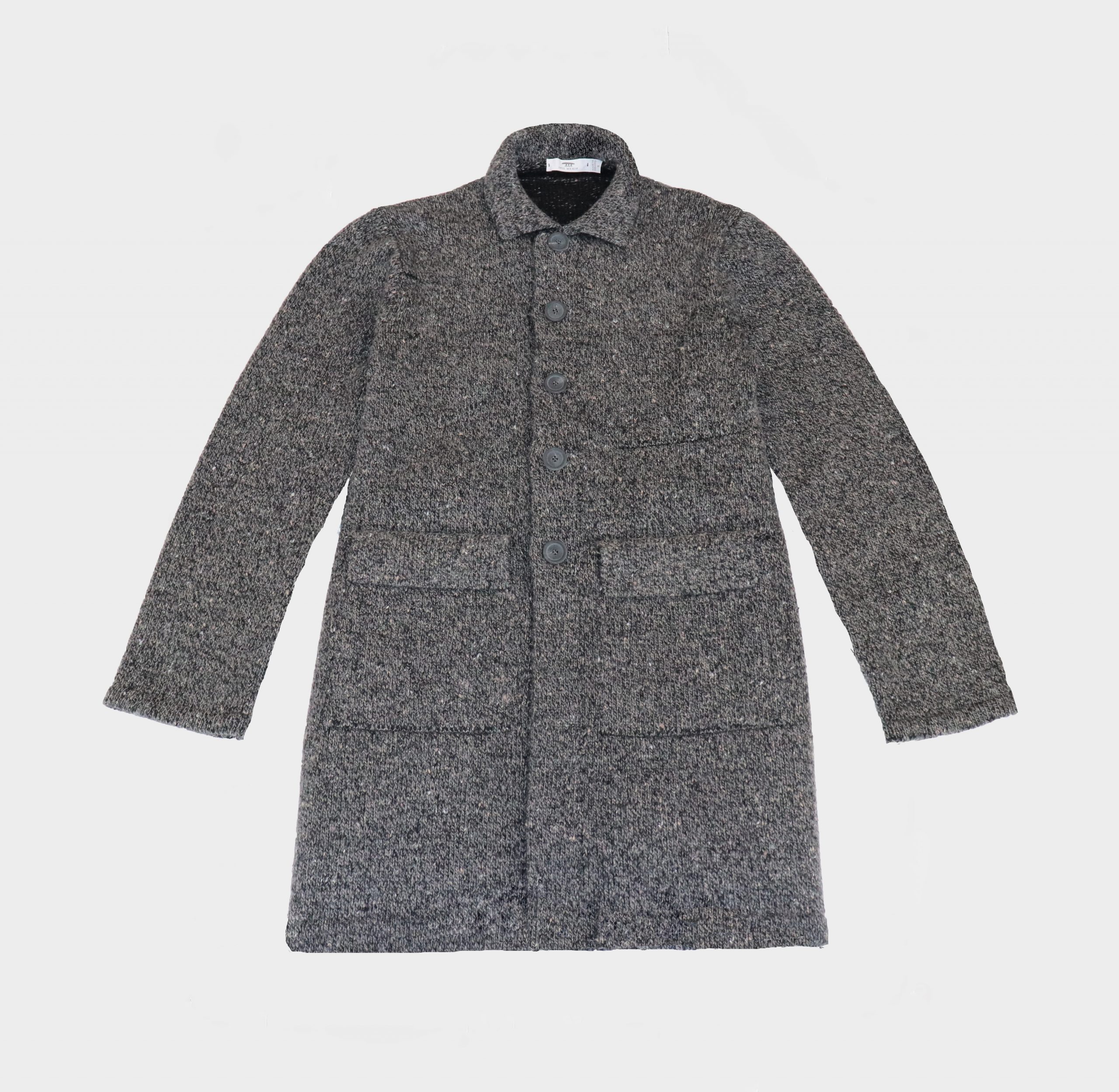 'Raftery' Knitted Coat in Black/Grey for Men | Inis Meáin Knitting Co.