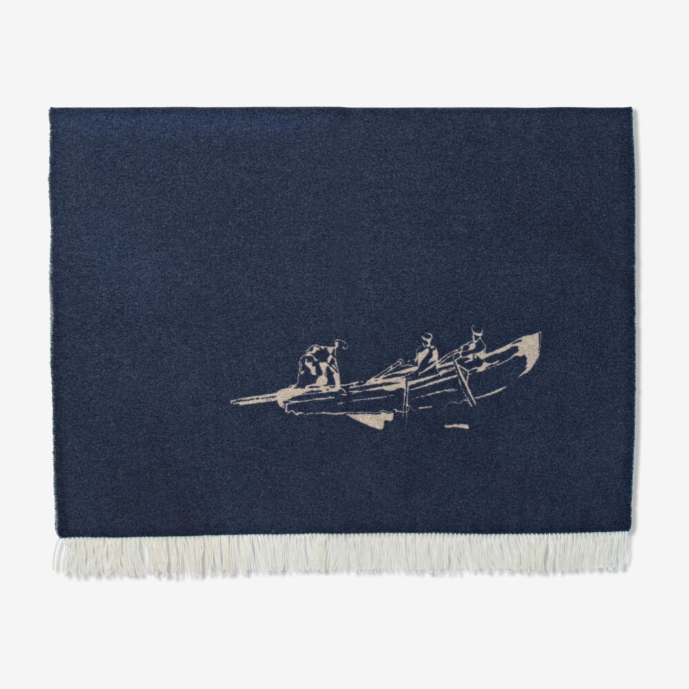 Inis Meáin Keating Blanket in Brown/Navy