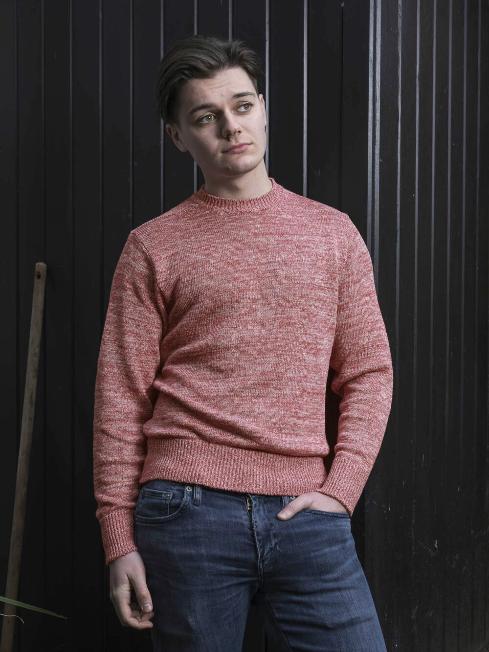 S1441 Inis Meáin Classic Crew Neck in Pink Marl