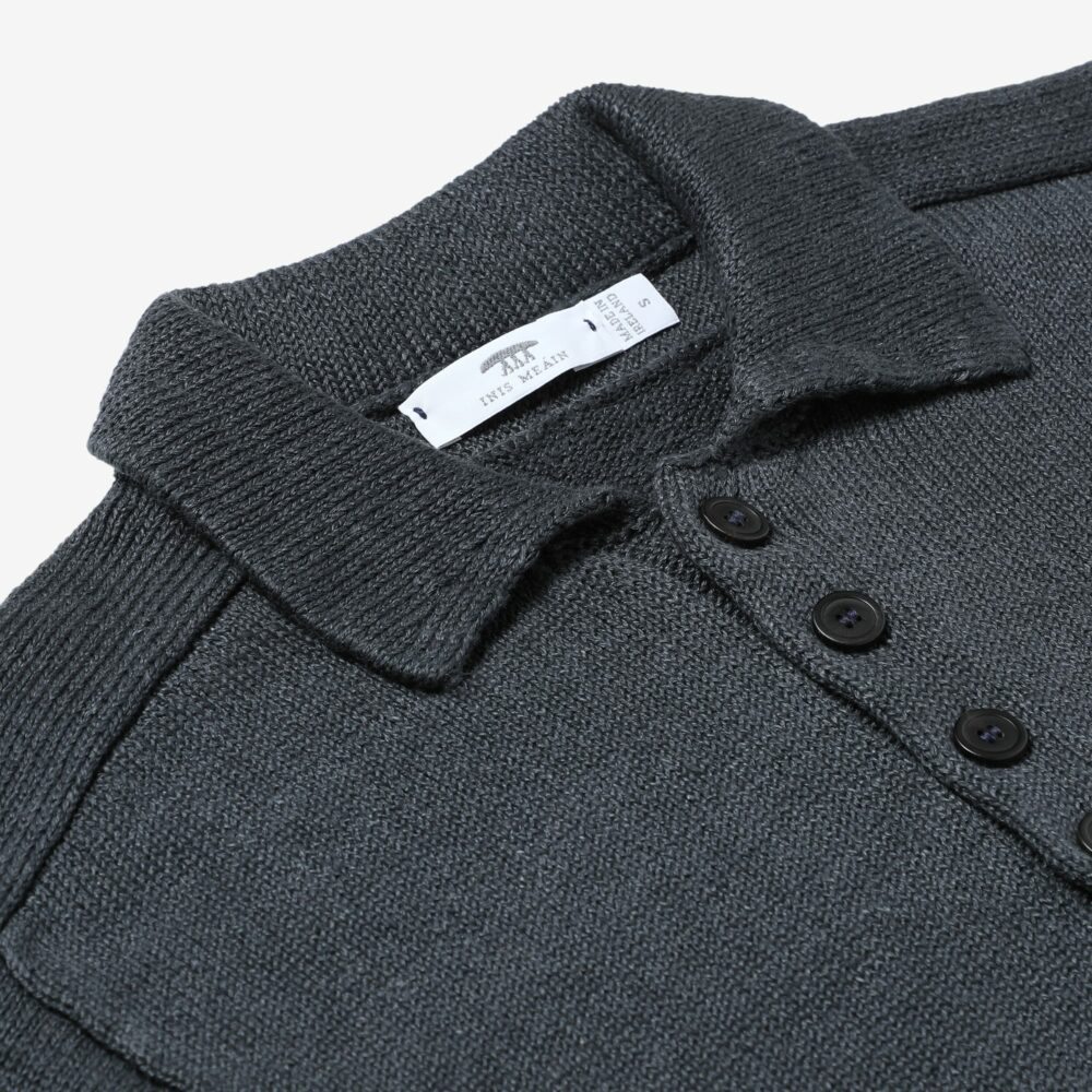 S1803 Inis Meáin Buttoned Polo Charcoal