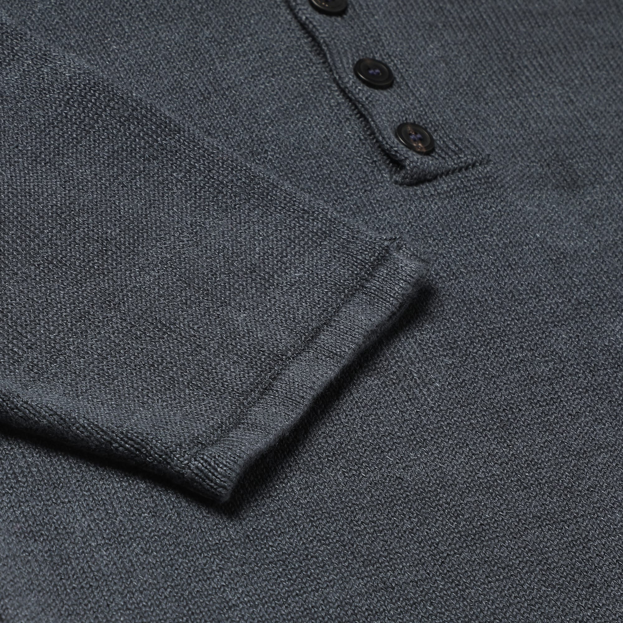 Buttoned Polo in Charcoal — Inis Meáin Knitwear