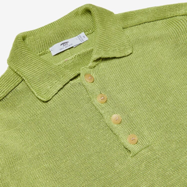 S1803 Inis Meáin Buttoned Polo Green