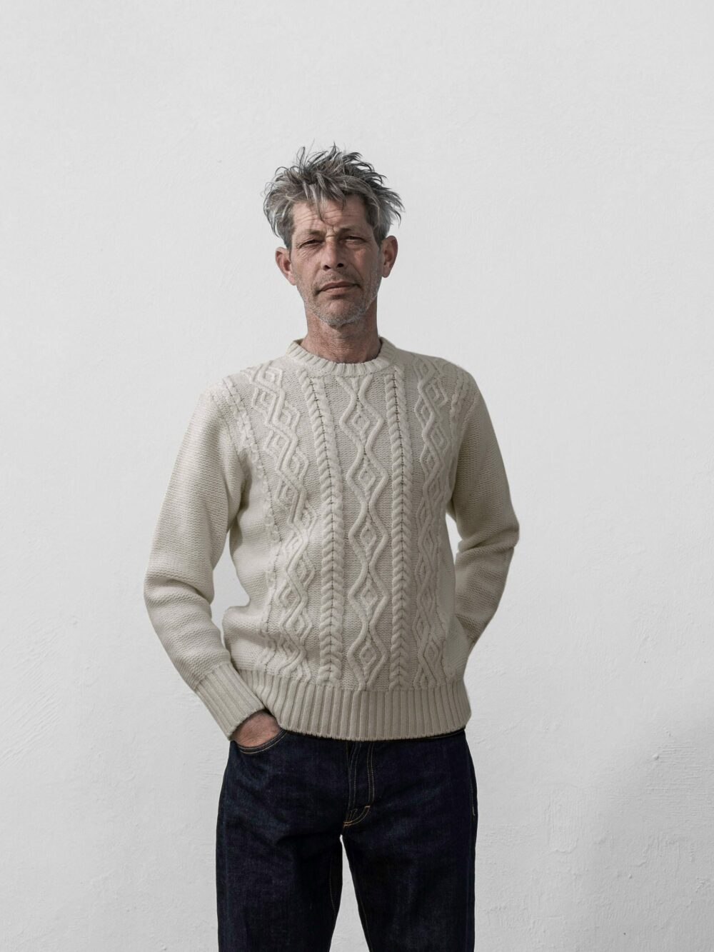 Men's Knitted Aran Cashmere Sweater — Inis Meáin Knitwear