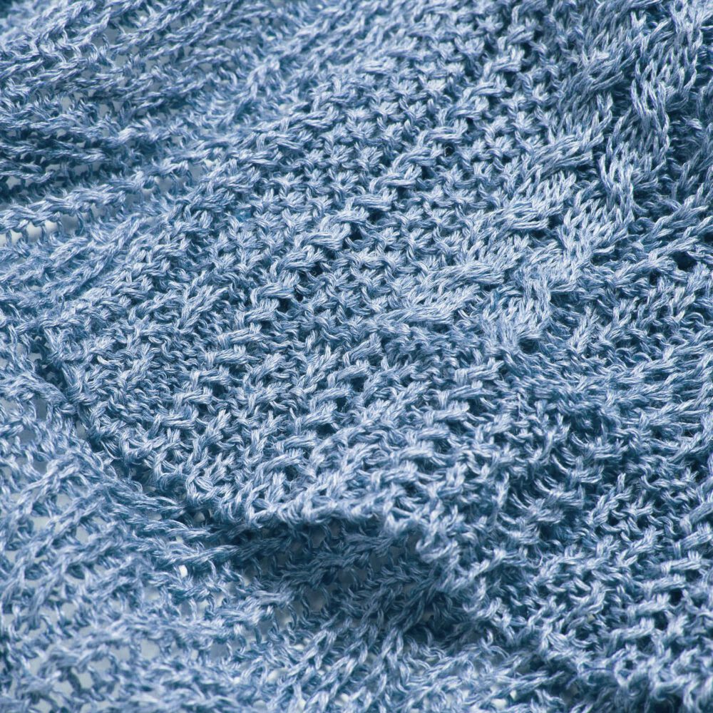 A00278 Inis Meain Patented Aran Scarf in Blue Marl