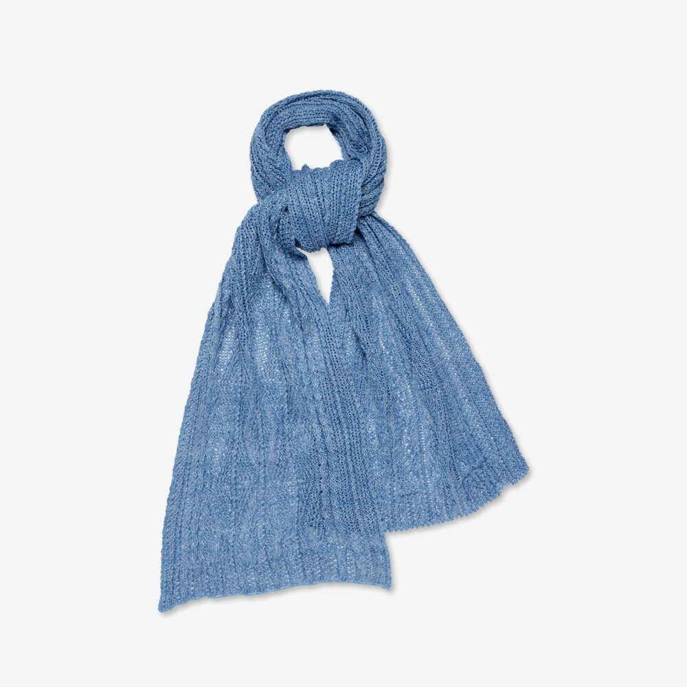 A00278 Inis Meain Patented Aran Scarf in Blue Marl
