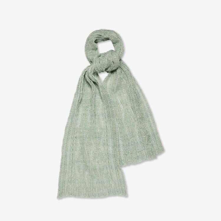 A00278 Inis Meain Patented Aran Scarf in Green Marl