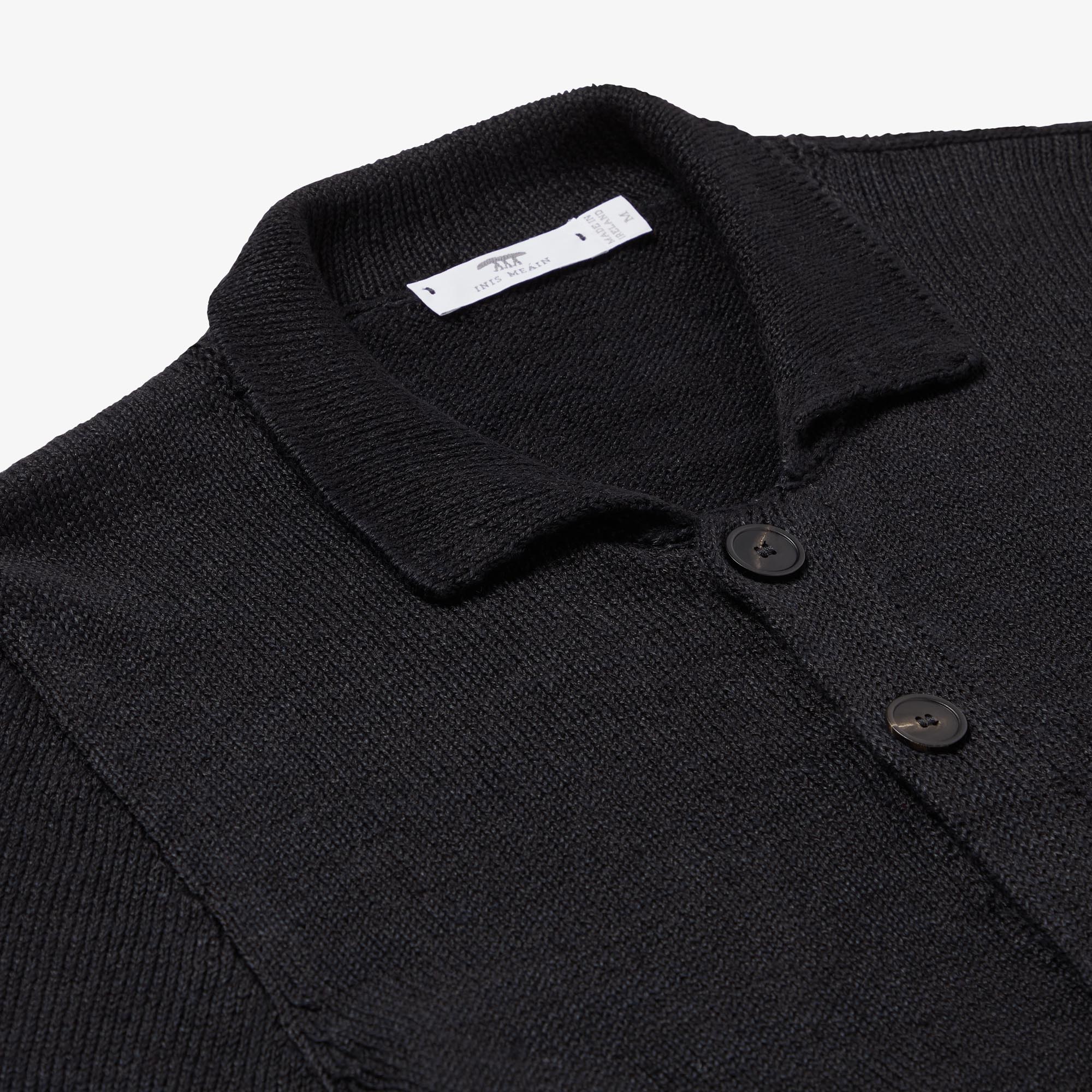 Linen Knitted Shirt Jacket in Black — Inis Meáin Knitwear