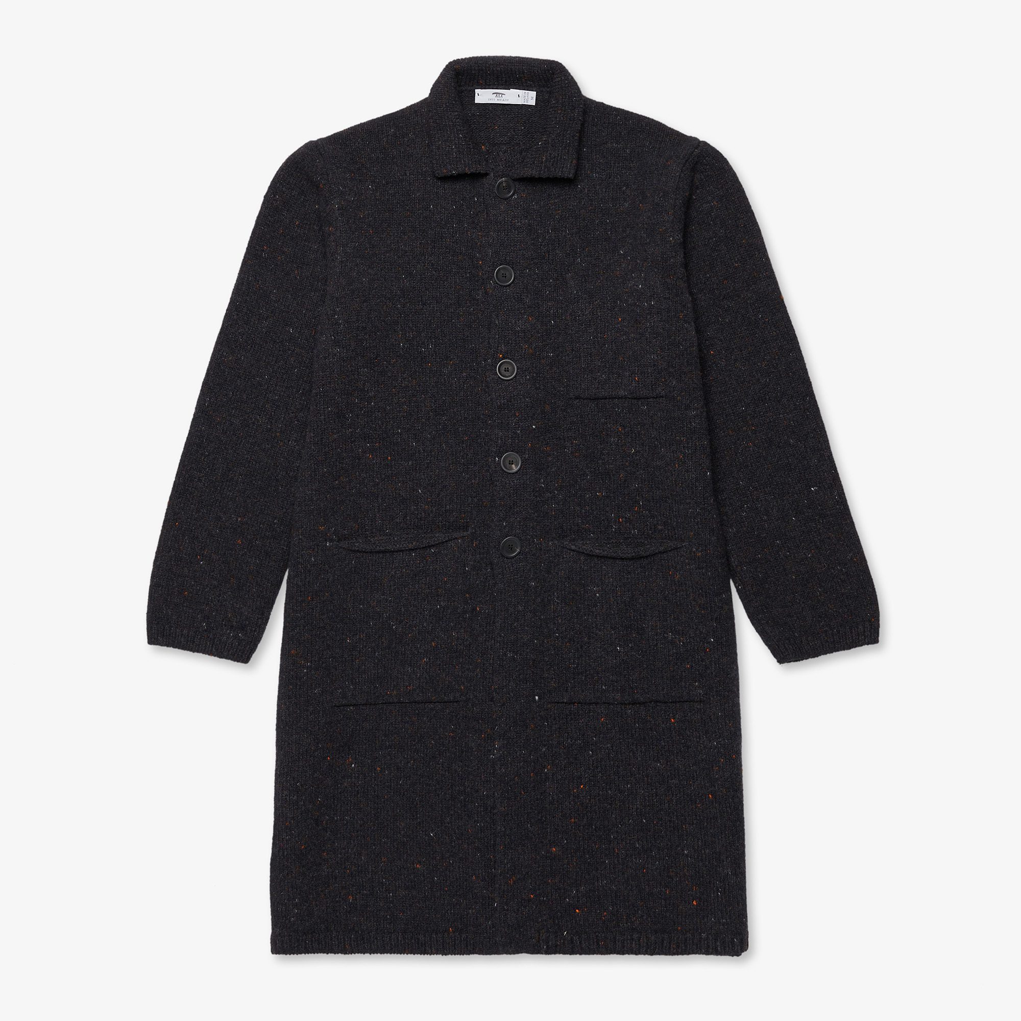 Cashmere Raftery Coat - Charcoal Fleck — Inis Meáin Knitwear