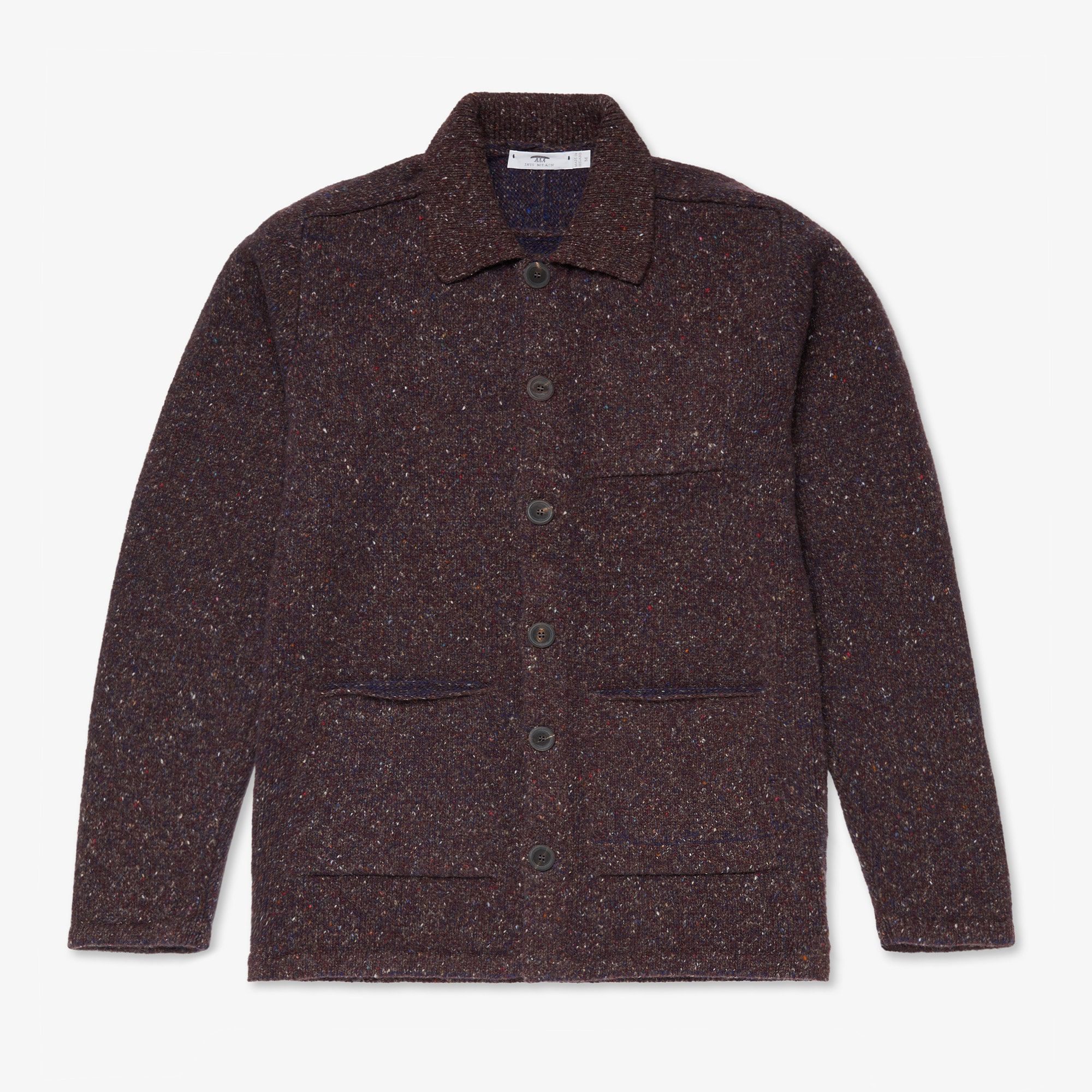 Cashmere Carpenter's Jacket - Burgundy Fleck — Inis Meáin Knitwear