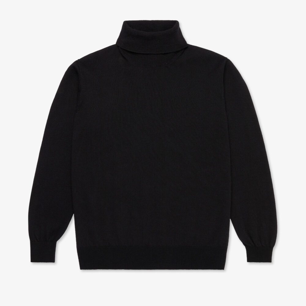 Lightweight Turtle Neck - Black — Inis Meáin Knitwear