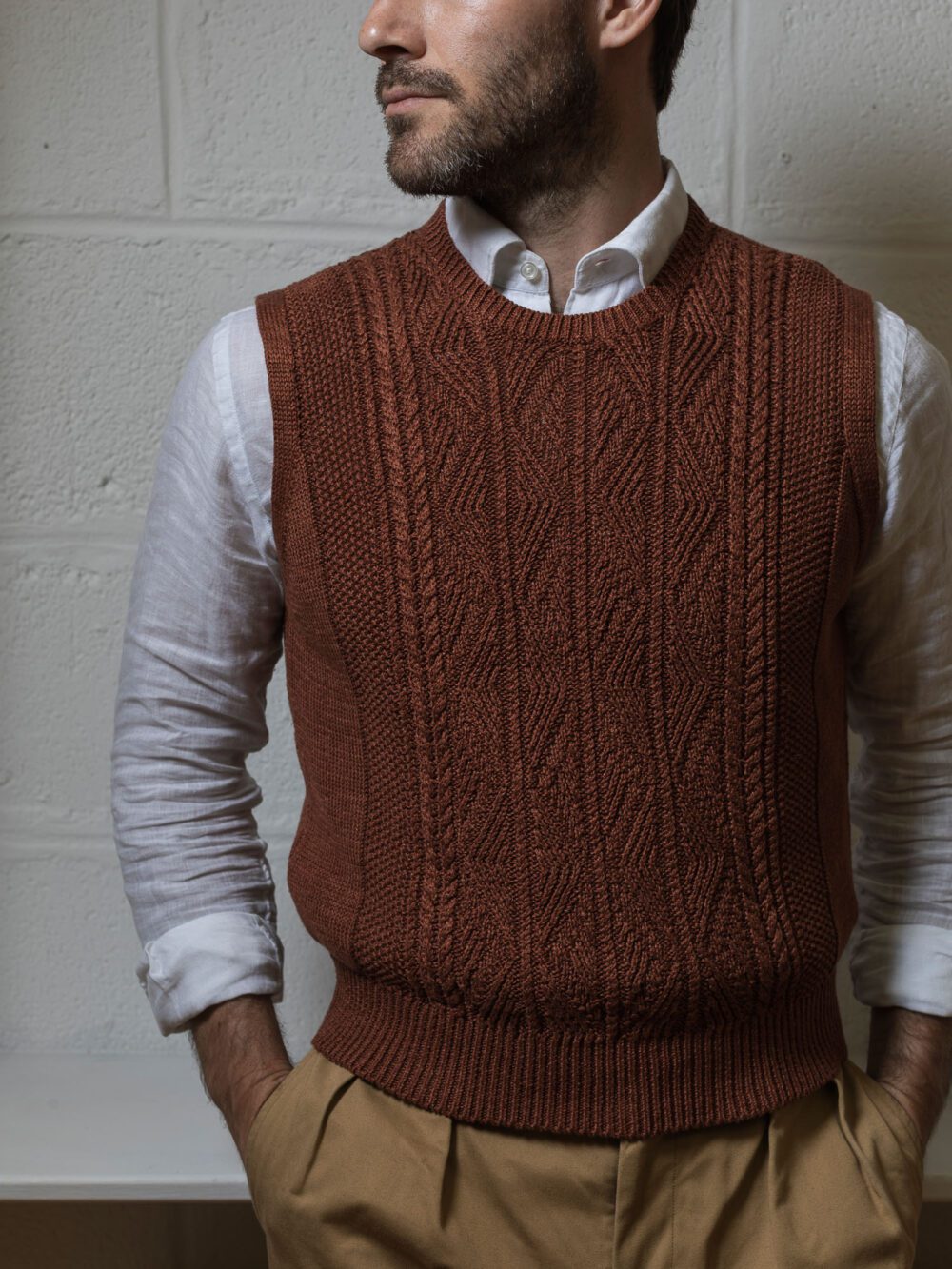 Patented Aran Vest - Rust - Image 3